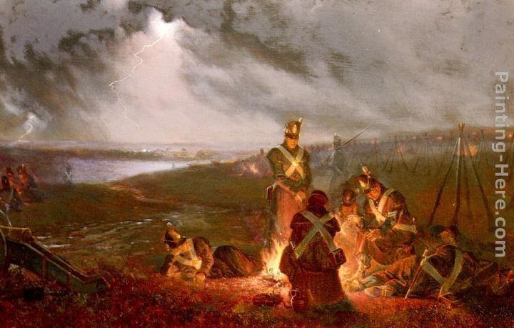 William Holmes Sullivan The Bivouac - The British Lines The Night Before The Battle Of Waterloo. June 17th 1815